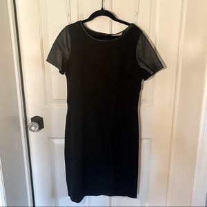 Black sheath dress with faux leather detailing - 8Tall